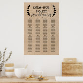 Rustic Chic Faux Kraft Wedding Seding Chart Poster (Keuken)