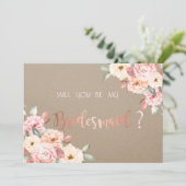 Rustic Chic Floral Bridesmaid Kaart (Staand voorkant)