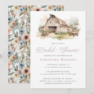 Rustic Chic Floral Farmhouse Barn Vrijgezellenfees Kaart