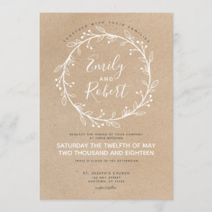 Rustic Chic Floral Wreath Wedding Uitnodiging
