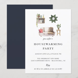 Rustic Chic Geïllustreerd Housewarming Party Kaart
