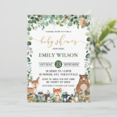 Rustic Chic Greenery Woodland Animals Baby shower Kaart (Staand voorkant)
