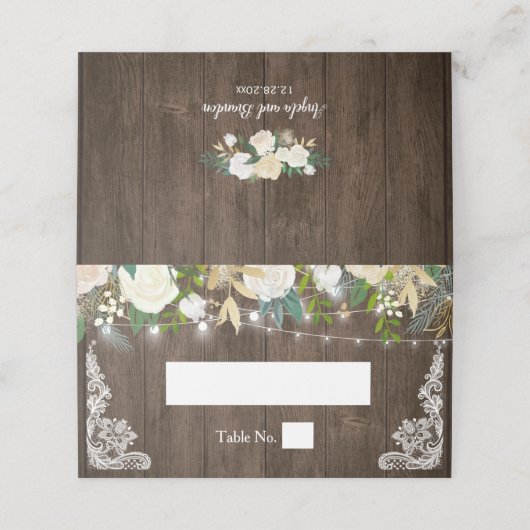 Rustic Chic Ivory Floral String Lights Wedding (Buitenkant ongevouwen)