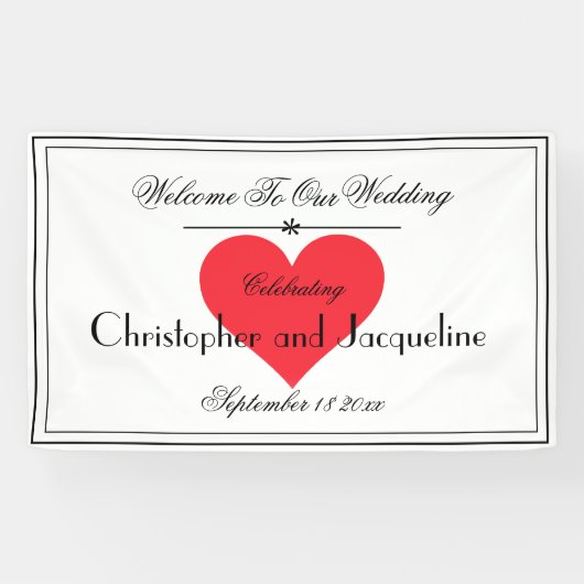 Rustic Chic Names Script Modern Weddenschap Welkom Spandoek (Horizontaal)