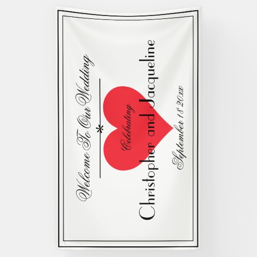 Rustic Chic Names Script Modern Weddenschap Welkom Spandoek (Verticaal)