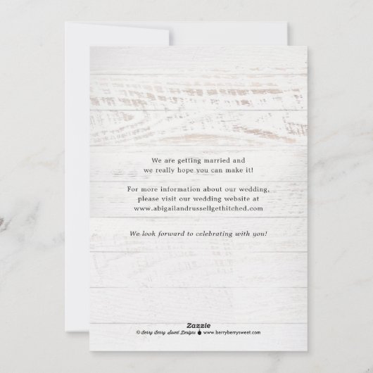 Rustic Chic Photo Wedding Enregistrer La Carte Dat (Dos)