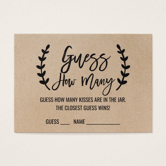 Rustic Chic raad hoeveel Kaarten Kisses spelen Visitekaartje (Voorkant)