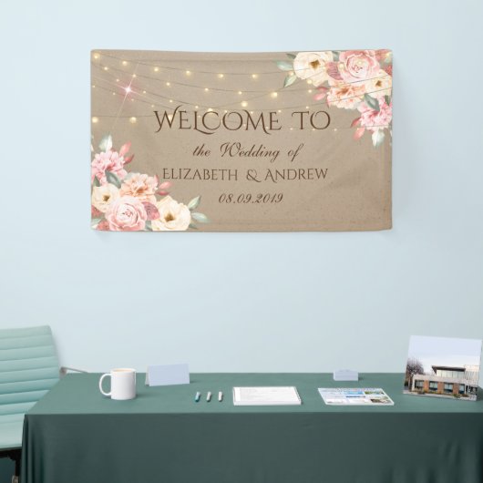 Rustic Chic String Lights Floral Wedding Banner (Beurs)