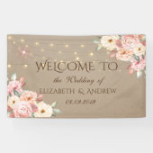 Rustic Chic String Lights Floral Wedding Banner (Horizontaal)