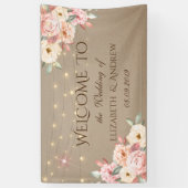Rustic Chic String Lights Floral Wedding Banner (Verticaal)