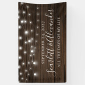 Rustic Chic String Lights Wood Weddenschap Spandoek (Verticaal)