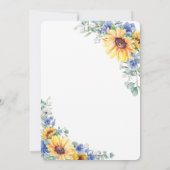 Rustic Chic Sunflower Blue Floral 50th Birthday Kaart (Achterkant)