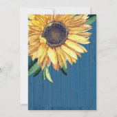 Rustic Chic Sunflower Navy Blue Wood Wedding Inv Kaart (Achterkant)