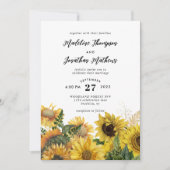 Rustic Chic Sunflower Waterverf Foto bruiloft Kaart (Voorkant)