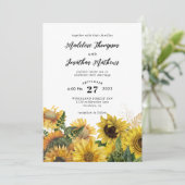 Rustic Chic Sunflower Waterverf Foto bruiloft Kaart (Staand voorkant)