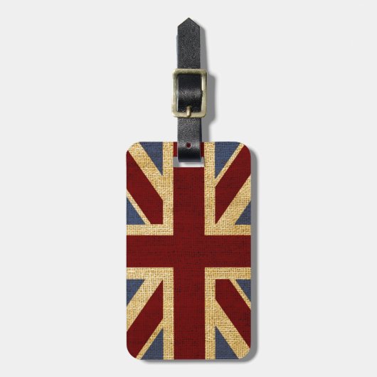 Rustic Chic Union Jack Bagagelabel (Voorkant verticaal)