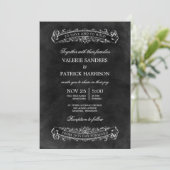 Rustic Chic Wedding Invitation - zwart Kaart (Staand voorkant)