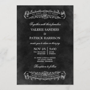 Rustic Chic Wedding Invitation - zwart Kaart