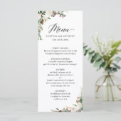 Rustic Chic Winter Floral Holly Berries Wedding Menu (Staand voorkant)