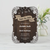 Rustic Chic Wood Burlap Wedding Save The Date (Staand voorkant)