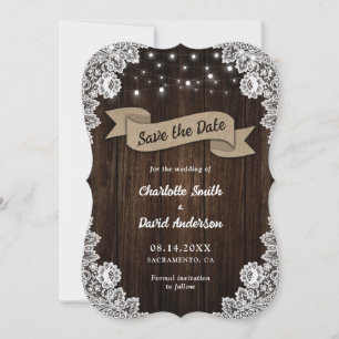Rustic Chic Wood Burlap Wedding Save The Date