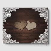 Rustic Chic Wood Lace Sunflower Wedding Guest Book Gastenboek (Achterkant)