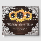 Rustic Chic Wood Lace Sunflower Wedding Guest Book Gastenboek (Voorkant)