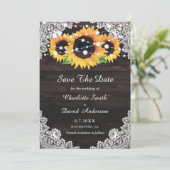 Rustic Chic Wood Lace Sunflower Wedding Save The Date (Staand voorkant)