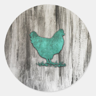 Rustic Chicken (Blauw) Ronde Sticker