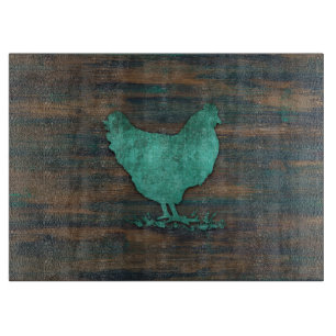 Rustic Chicken (Blauwgroen) Snijplank