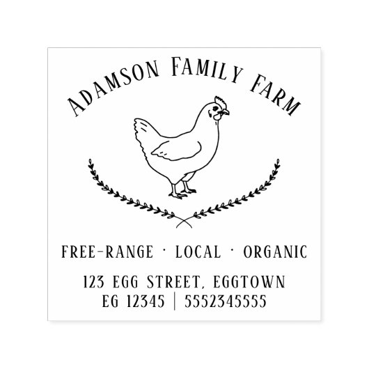 Rustic Chicken Boerderij Hen Egg Carton Zelfinktende Stempel (Design)