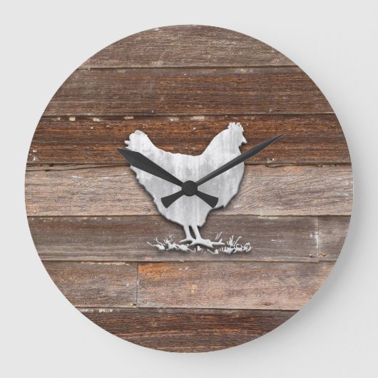Rustic Chicken (Bruin Boards) Grote Klok (Voorkant)
