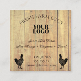 Rustic Chicken Egg Farmer Business Card | Poultry  Vierkante Visitekaartje