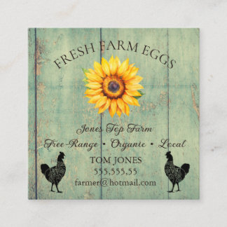 Rustic Chicken Egg Farmer Business Card | Poultry  Vierkante Visitekaartje