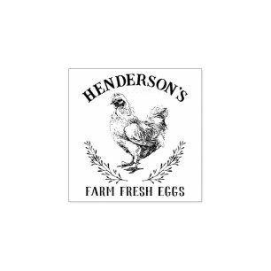 Rustic Chicken Egg Stamp Rubberstempel