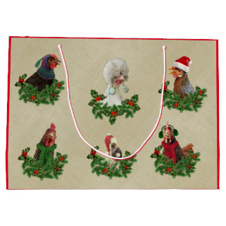 Rustic Chicken Holiday Gift Bag Groot Cadeauzakje