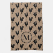 Rustic Chicken n' Rooster Farmhouse Monogram Theedoek (Verticaal)
