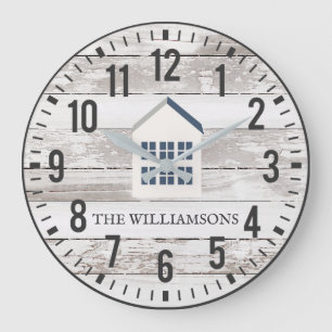 Rustic Chippy Planks Custom Family Name Farmhouse Grote Klok