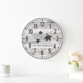 Rustic Chippy Planks Custom Family Name Stars Grote Klok (Huis)