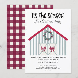 Rustic Christmas Barn Country Christmas Party Inv Kaart