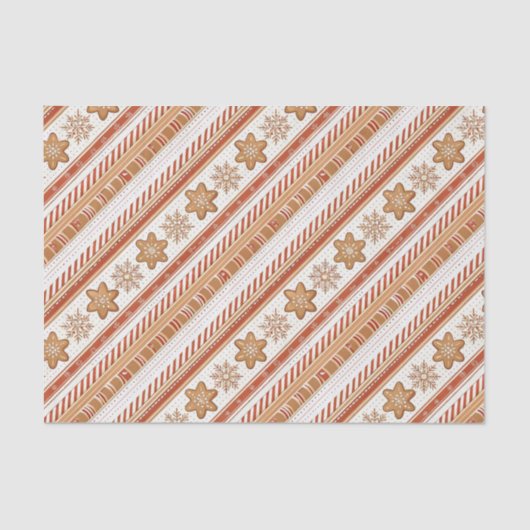 Rustic Christmas Candy Cane & Gingerbread Pattern Tissuepapier (Voorkant)