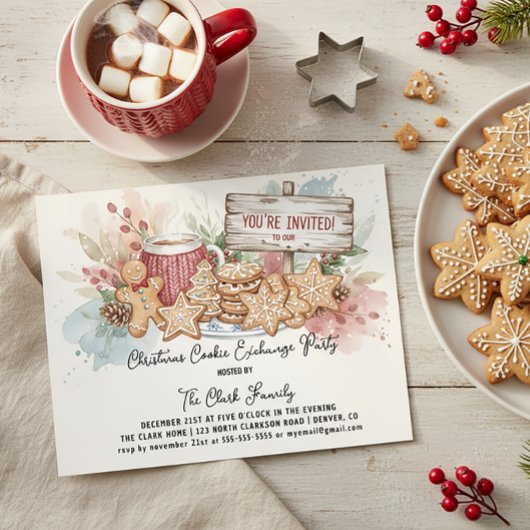 Rustic Christmas Cookie Exchange Party Design Kaart