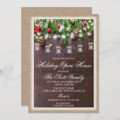 Rustic Christmas Holiday Open House Invitation (Devant / Derrière)