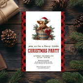 Rustic Christmas invitation with highland cow art