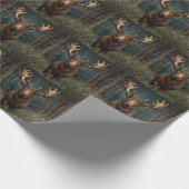 Rustic Christmas moose deer boho woodland forest Cadeaupapier (Hoek)