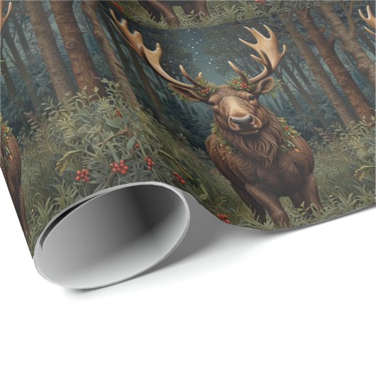 Rustic Christmas moose deer boho woodland forest Cadeaupapier (Rol Hoek)