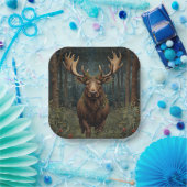Rustic Christmas moose deer boho woodland forest  Papieren Bordje (Feest)