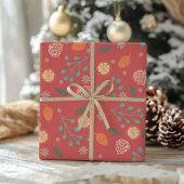 Rustic Christmas Nature Pattern Cadeaupapier