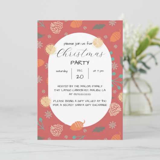 Rustic Christmas Nature Pattern Kaart (Staand voorkant)