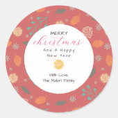 Rustic Christmas Nature Pattern Ronde Sticker (Voorkant)